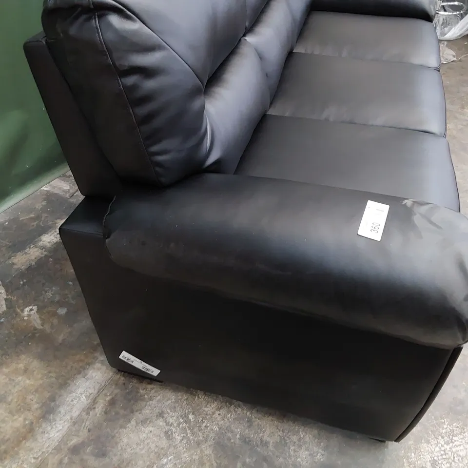 DESIGNER FIXED THREE SEATER SOFA BLACK LEATHER