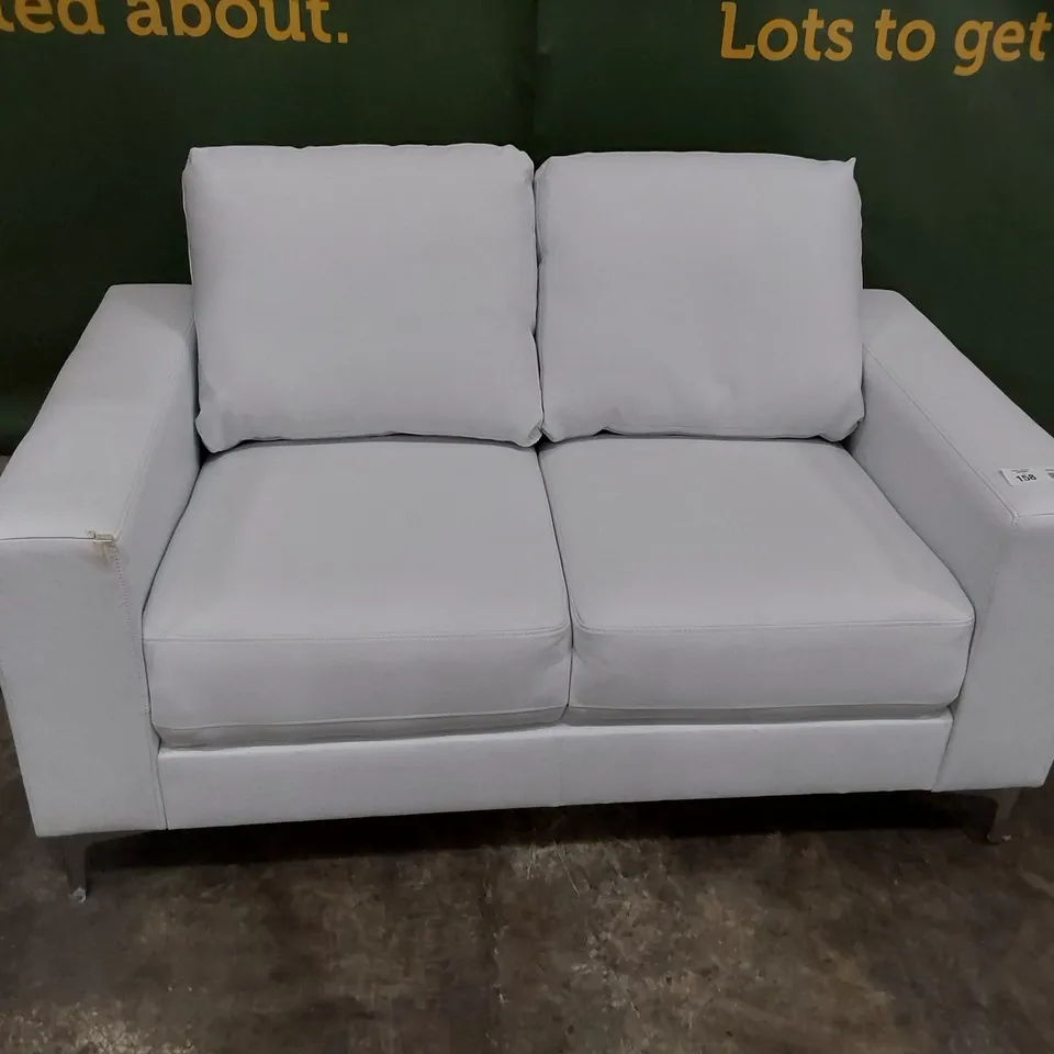 DESIGNER TWO SEATER SOFA WHITE LEATHER 