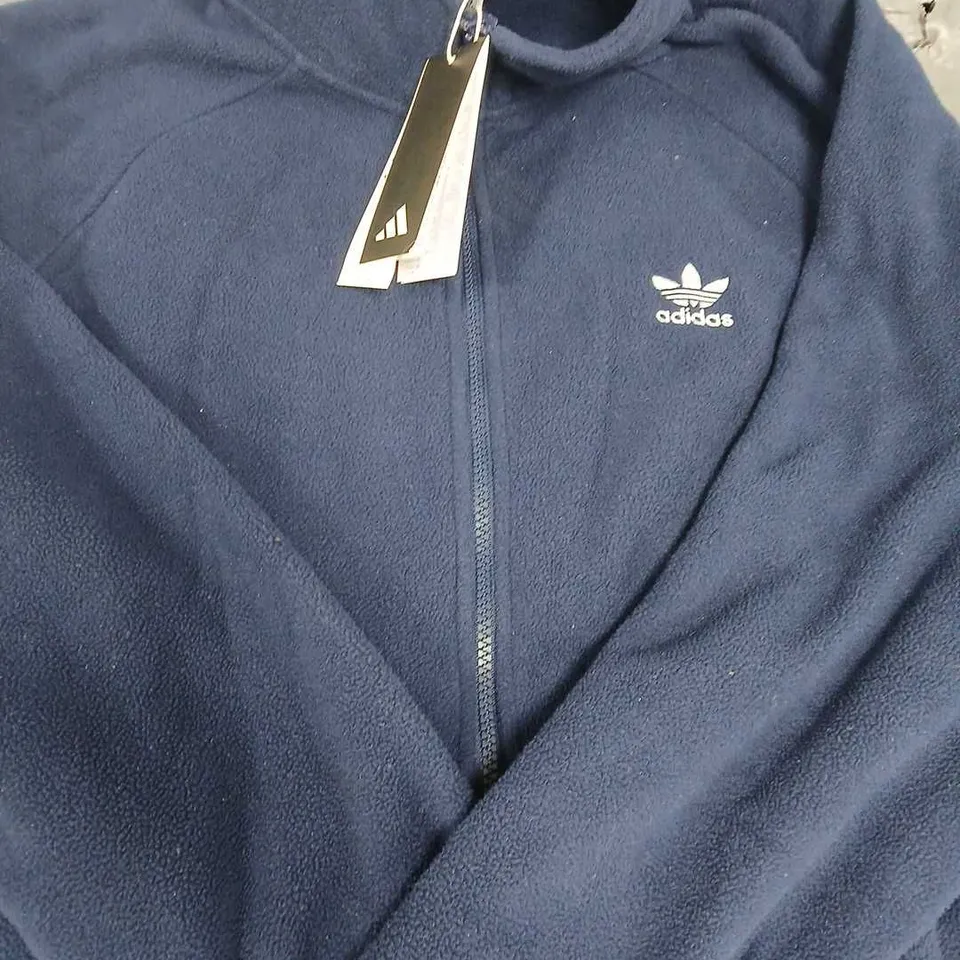 ADIDAS ZIP UP FLEECE IN NAVY SIZE LARGE