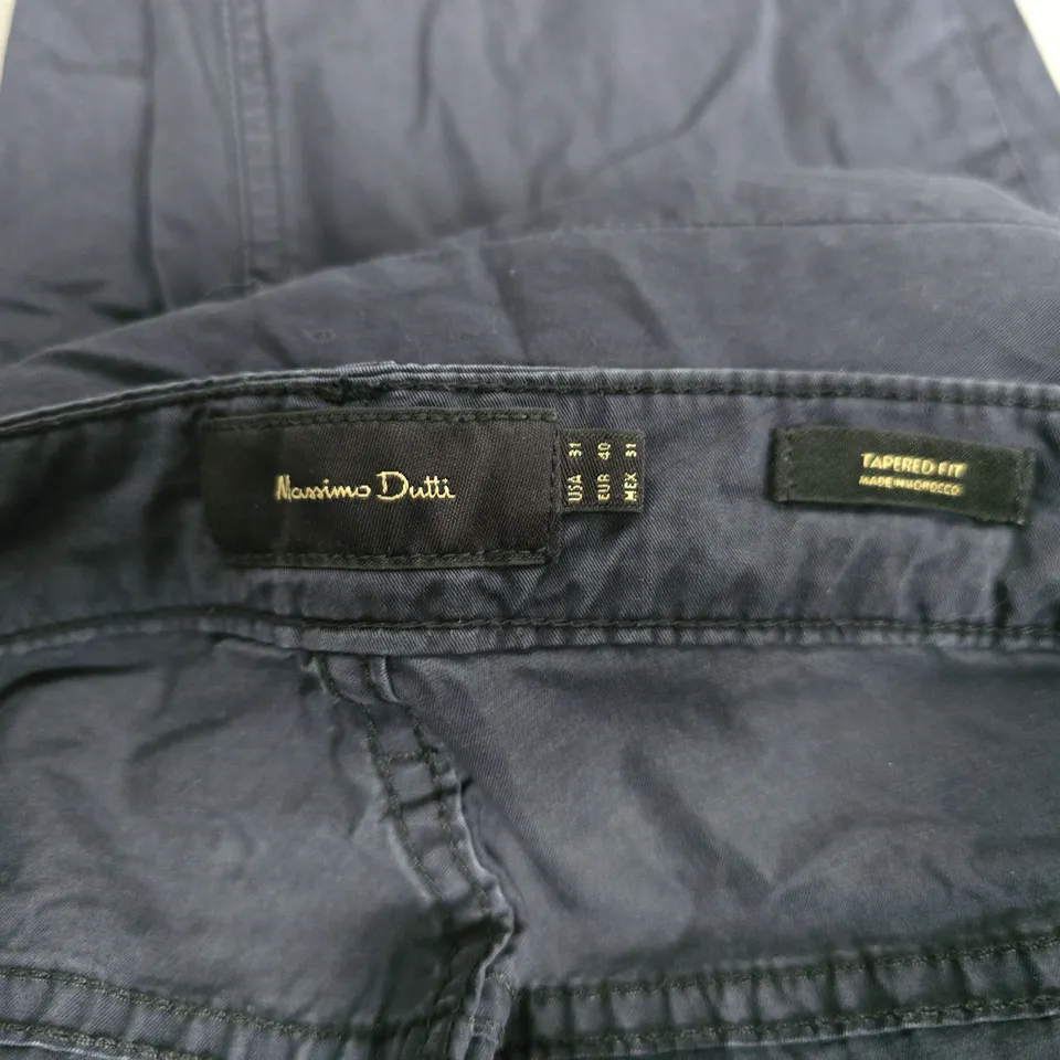 MASSIMO DUTTI NAVY TAPERED FIT TROUSERS – MEN'S
