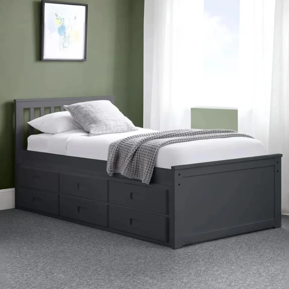 BOXED JULIAN BOWEN MAISIE BED WITH UNDERBED AND DRAWERS - ANTHRACITE (2 BOXES)