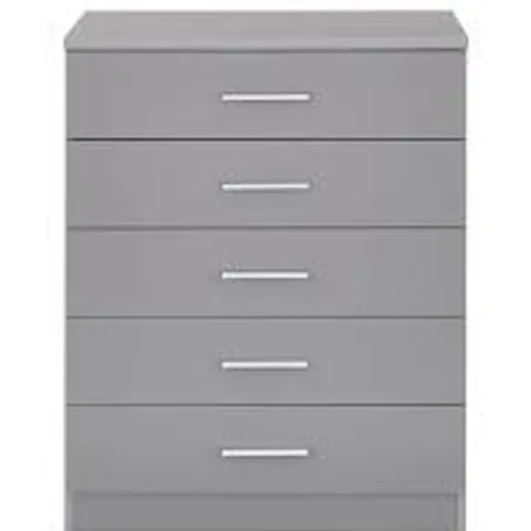BOXED RIO 5 DRAWER CHEST - GREY (1 BOX)
