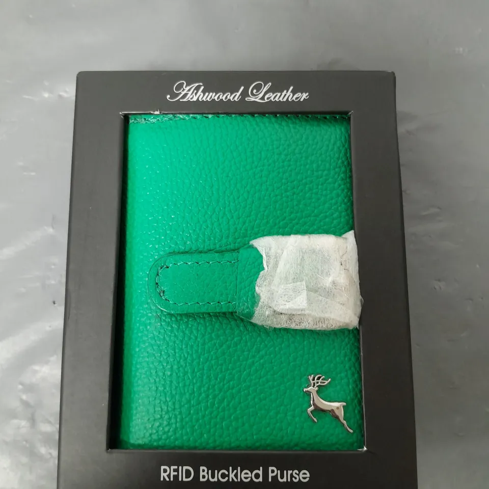 ASHWOOD LADIES GENUINE LEATHER BUCKLED PURSE GREEN