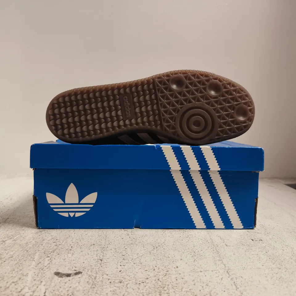 BOXED PAIR OF ADIDAS SAMBA TRAINERS IN BROWN/DUSTY PALE PINK SIZE UK 6