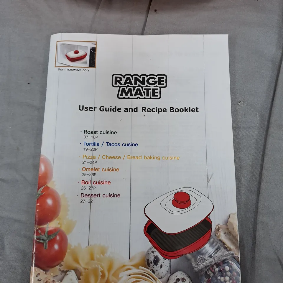 RANGE MATE MICROWAVE COOKWARE SET WITH LID & TRAY – INCLUDES USER GUIDE