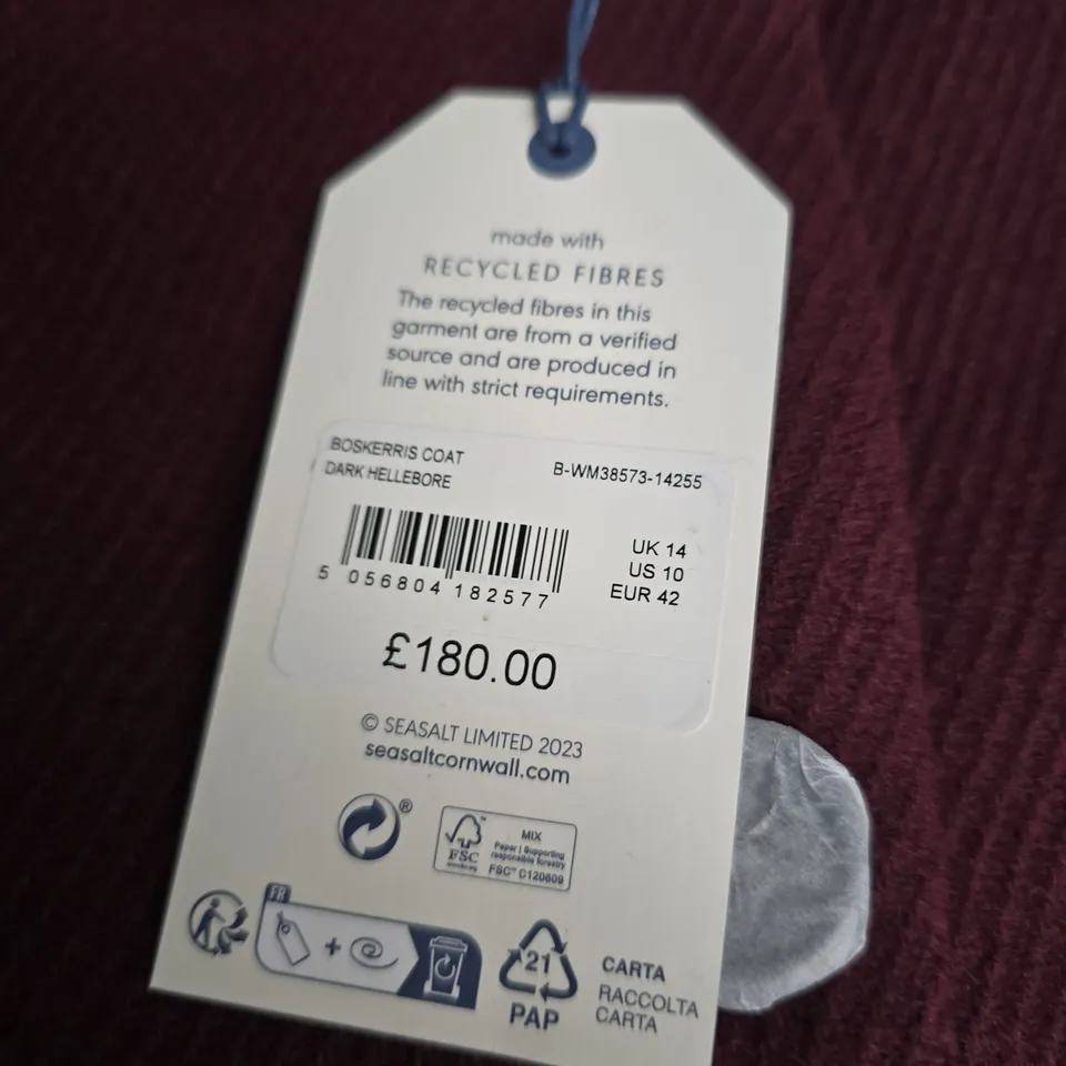 SEASALT CORNWALL BOSKERRIS COAT – DARK HELLEBORE, UK 14