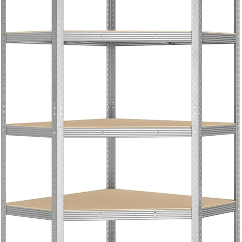 BOXED SONGMICS CORNER SHELF 5-TIER, GARAGE SHELVING, LOADS 875 KG - SILVER AND NATURAL BEIGE 
