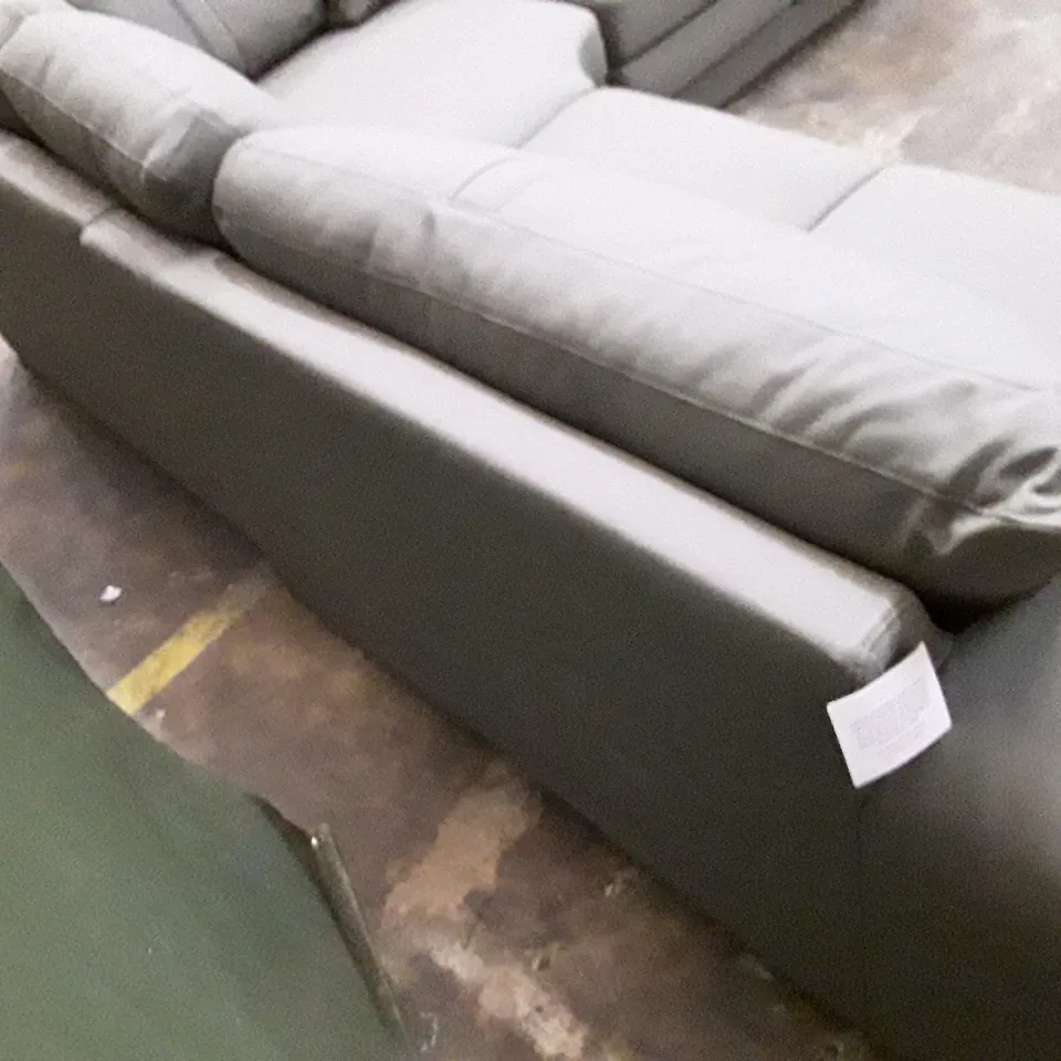 QUALITY DESIGNER L-SHAPED CORNER SOFA - GREY LEATHER