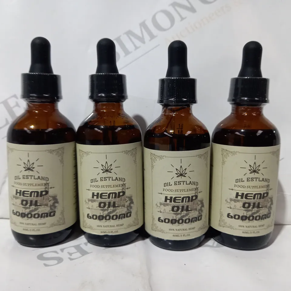 SET OF 4 OIL ESTLAND 60000MG HEMP OIL BOTTLES (60ML) - COLLECTION ONLY