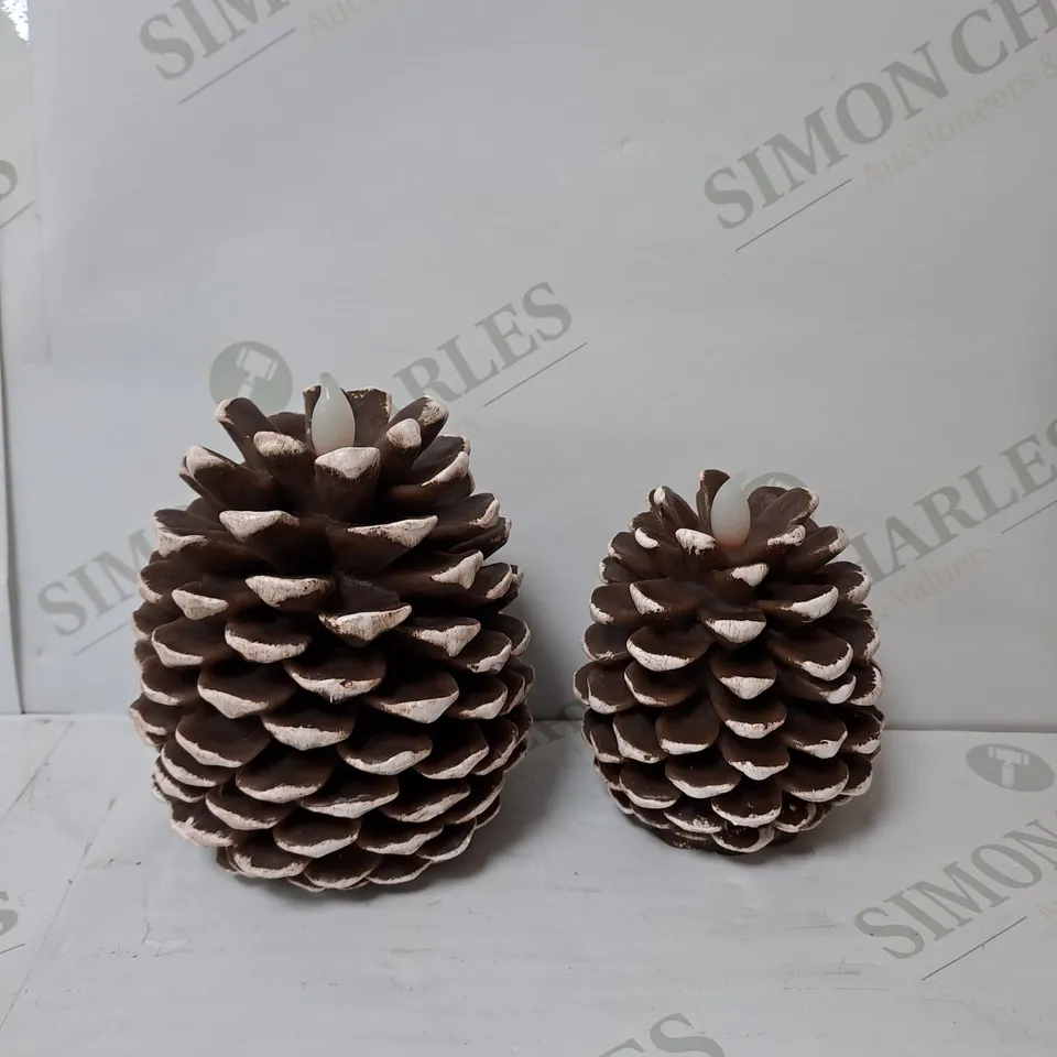 HOME REFLECTIONS SET OF 2 PINECONE FLAMELESS CANDLES