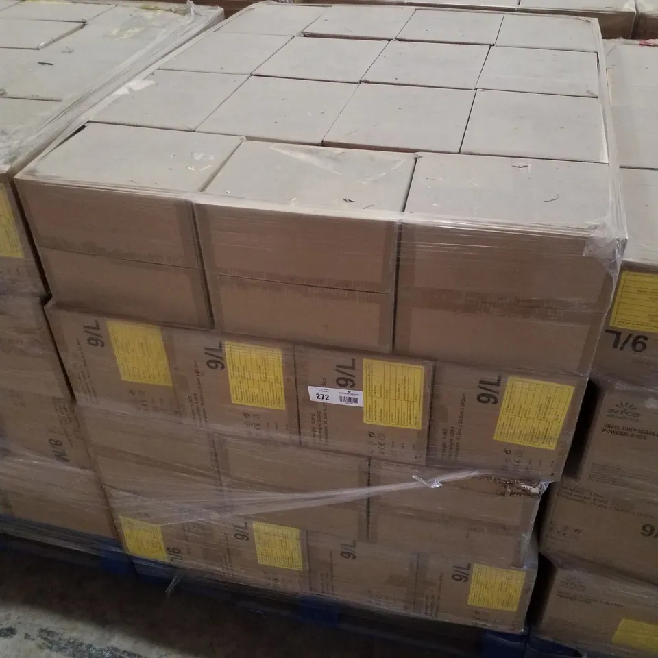 PALLET CONTAINING APPROXIMATELY 600 INTCO VINYL GLOVES 100PK LARGE