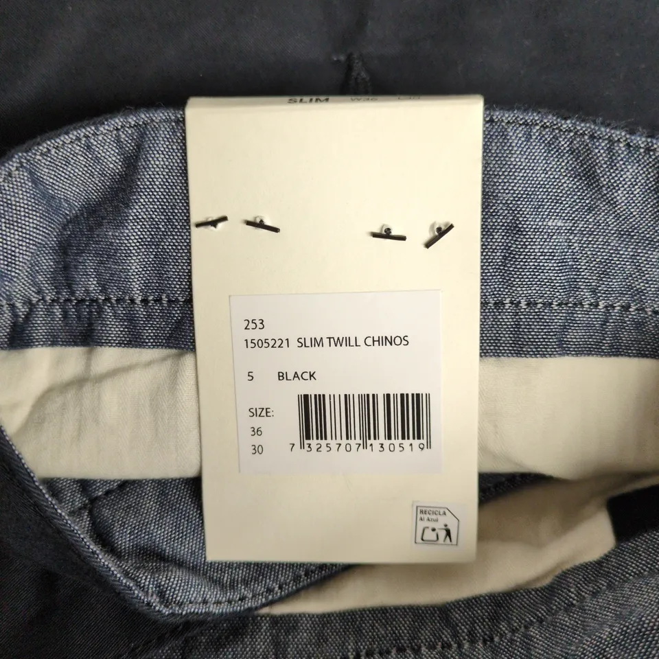 GANT MEN'S SLIM TWILL CHINOS, BLACK, UK 36 (WAIST 36, INSEAM 30)