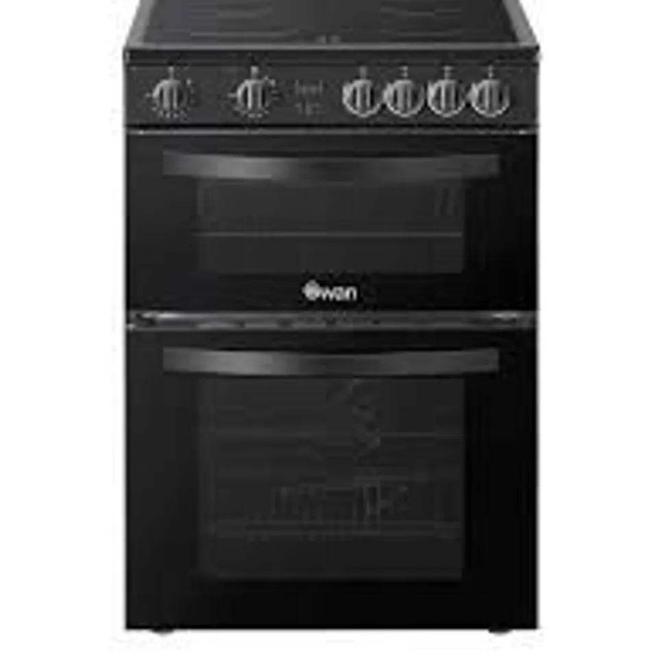 SWAN SX16730B 60CM ELECTRIC DOUBLE OVEN CERAMIC HOB COOKER - BLACK
