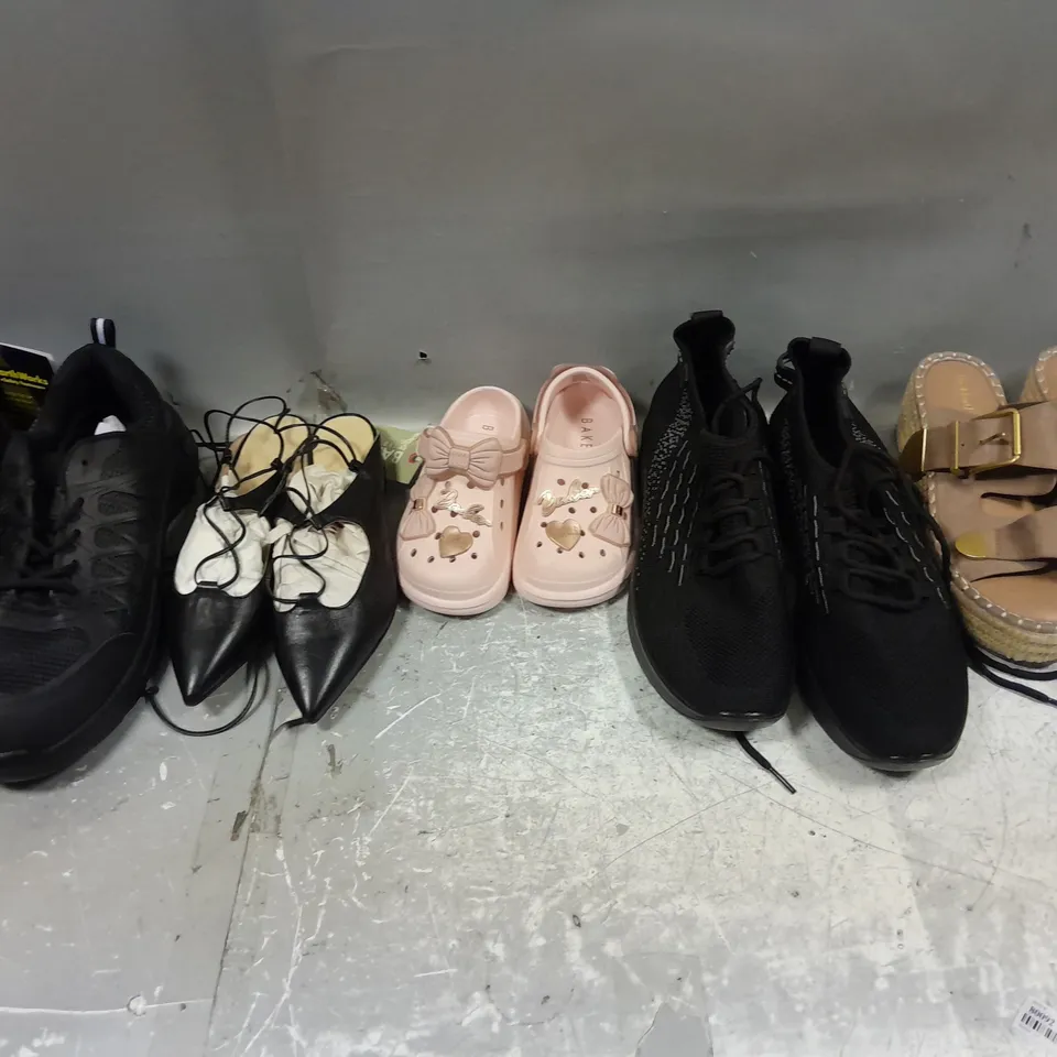 BOX OF APPROXIMATELY 15 PAIRS OF ASSORTED SHOES IN VARIOUS STYLES, COLOURS AND SIZES