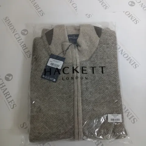 BAGGED HACKETT H-BONE ZIPPED HYBRID FLEECE SIZE M