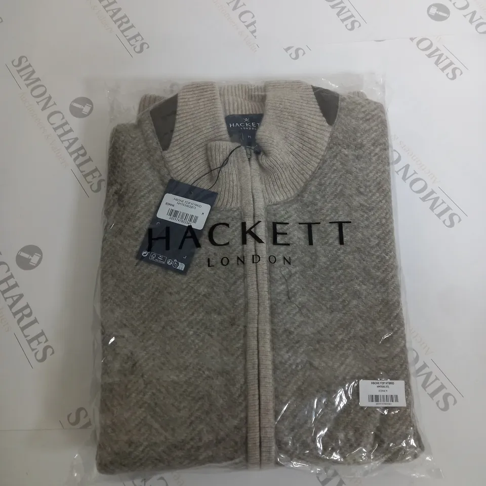 BAGGED HACKETT H-BONE ZIPPED HYBRID FLEECE SIZE M