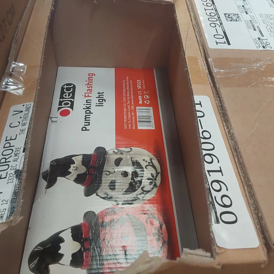 PALLET CONTAINING A LARGE QUANTITY OF ASSORTED ITEMS INCLUDING: APPROXIMATELY 4000 OGO LOLLIPOPS, 100 PUMPKIN LIGHTS, 450 MIXED SUNGLASSES, ASSORTED CAR MIST DEHUMIDIFIERS ECT