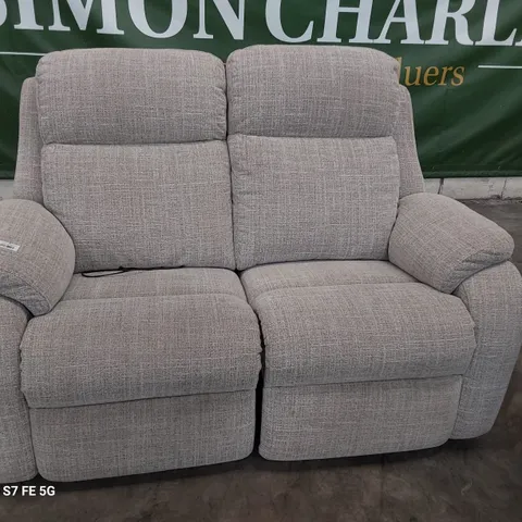 QUALITY BRITISH DESIGNER G PLAN KINGSBURY POWER RECLINING TWO SEATER SOFA BEACH CARAMEL FABRIC