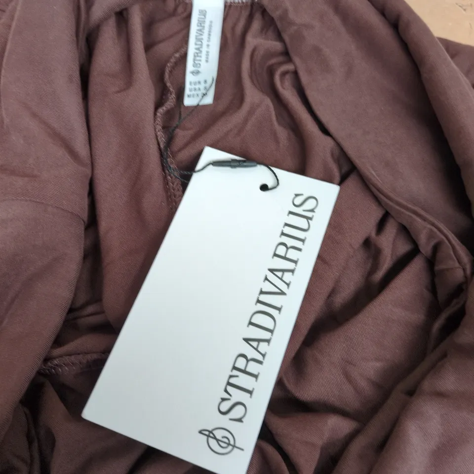 STRADIVARIUS WIDE LEG TROUSERS CHOCOLATE SIZE S