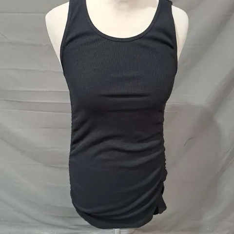 PULL & BEAR RIBBED RUCHED MINI DRESS IN BLACK SIZE M