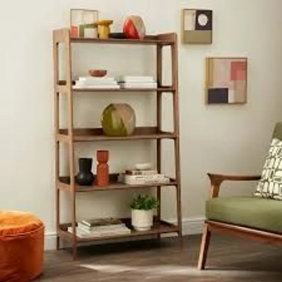 BOXED ELEMENTS BEECHWOOD 5 TIER SHELVING UNIT - WALNUT (1 BOX)