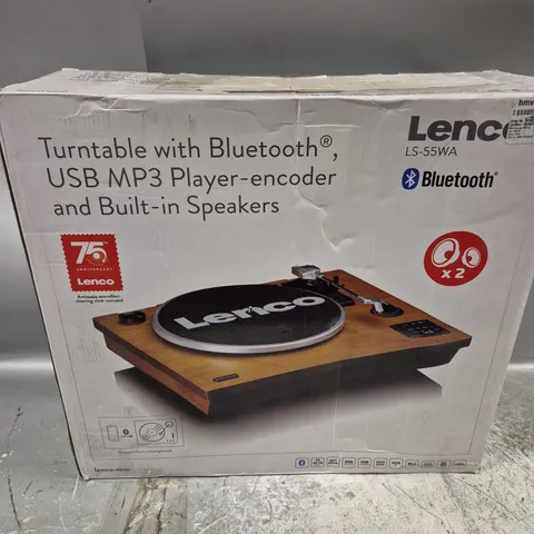 BOXED LENCO TURNTABLE WITH BLUETOOTH AND BUILT IN SPEAKERS - LS-55WA