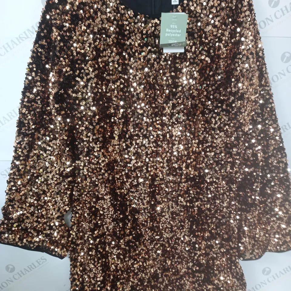 H&M GOLD SEQUIN TUNIC DRESS - EUR S