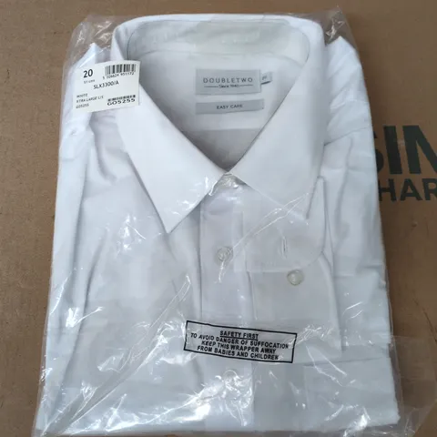 BAGGED DOUBLE TWO MEN'S CLASSIC LONG-SLEEVE SHIRT IN WHITE - 20-INCH COLLAR SIZE 