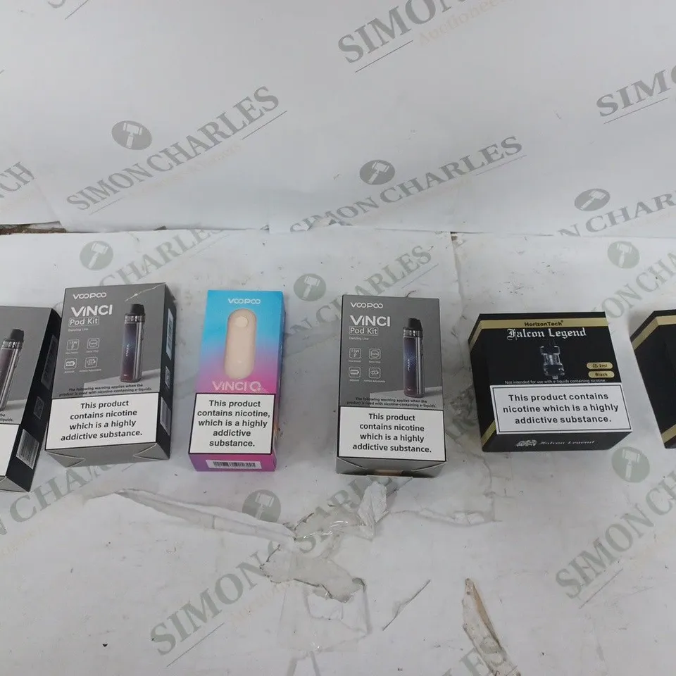 LOT OF APPROXIMATELY 10 BOXED E-CIGARETTES TO INCLUDE VOOPOO POD KIT, VOOPOO VINCI Q, AND INNOKIN ENDURA T22 PRO ETC. 