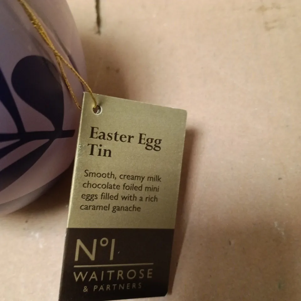 WAITROSE & PARTNERS EASTER EGG TIN – MILK CHOCOLATE FOILED MINI EGGS WITH CARAMEL GANACHE