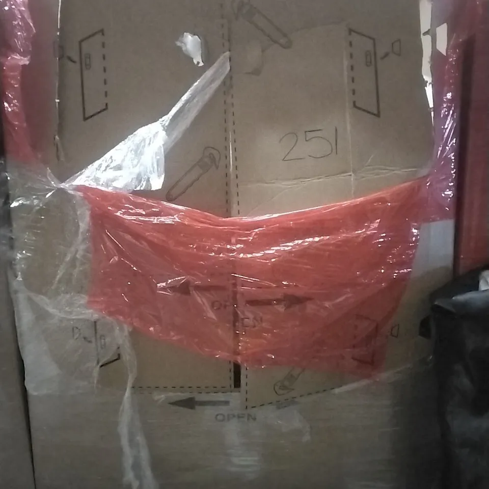 PALLET OF ASSORTED HOUSEHOLD GOODS AND PRODUCTS TO INCLUDE; CAMPING ACCESSORIES, HOOVER, BOXED FURNITURE ETC