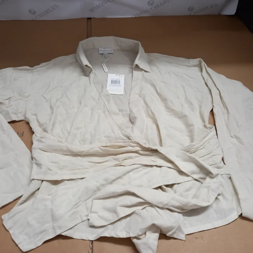 PRETTY LAVISH LINEN WRAP BLOUSE - UK 14