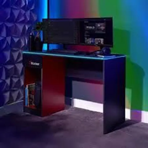 BOXED X ROCKER CARBON DESK WITH WIRELESS CHARGING AND LED LIGHTS