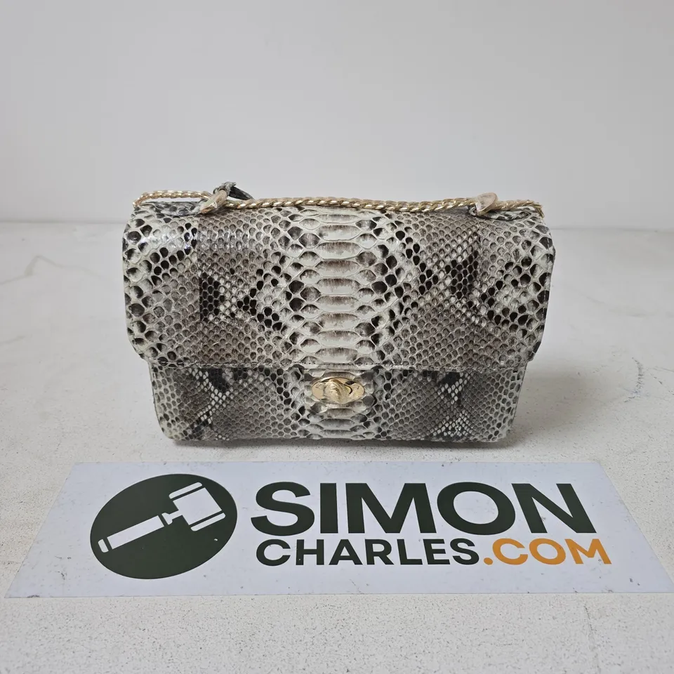 BOXED LA MAREY 100% GENUINE PYTHON LEATHER CROSSBODY BAG WITH REMOVABLE SHOULDER CHAIN STRAP