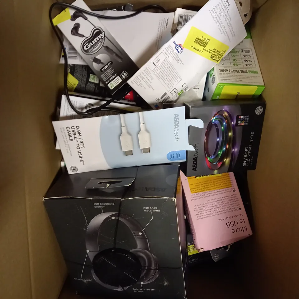 APPROXIMATELY 25 ASSORTED ELECTRICAL PRODUCTS TO INCLUDE WIRELESS EARBUDS, LED LIGHT STRIP, HEADPHONES ETC