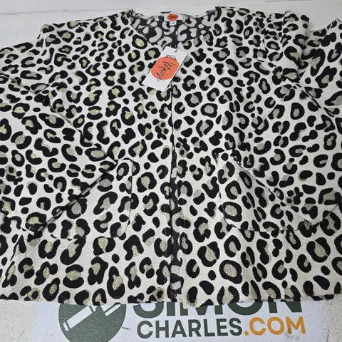 & MAISIE CREW NECK POCKET DETAIL JACKET, LEOPARD/GLITTER - SIZE L/XL 