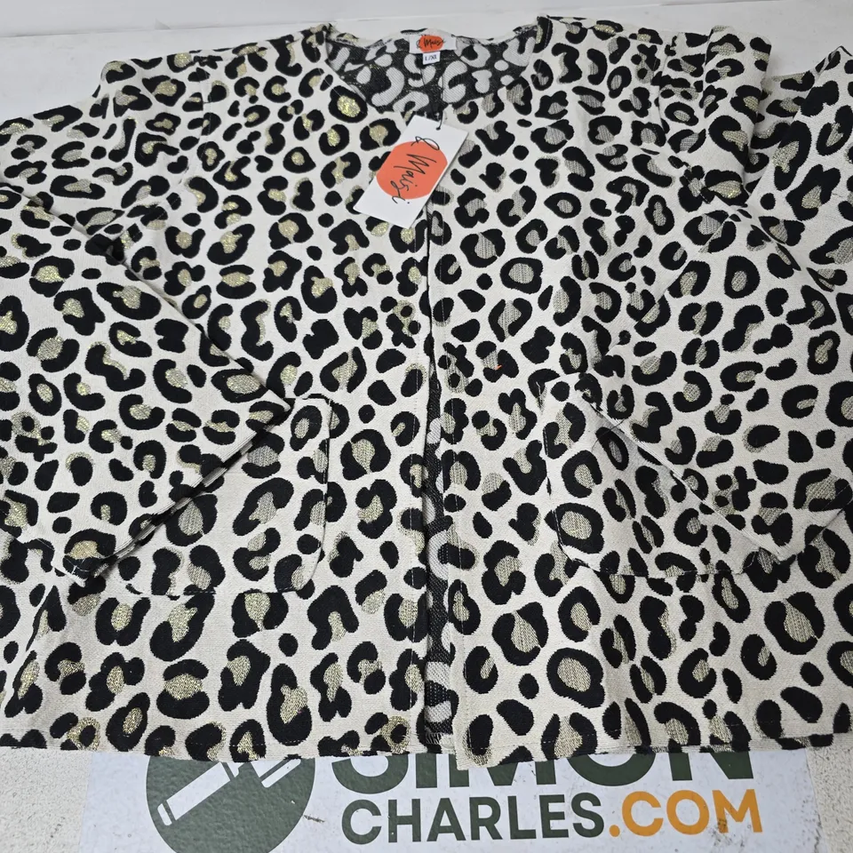 & MAISIE CREW NECK POCKET DETAIL JACKET, LEOPARD/GLITTER - SIZE L/XL