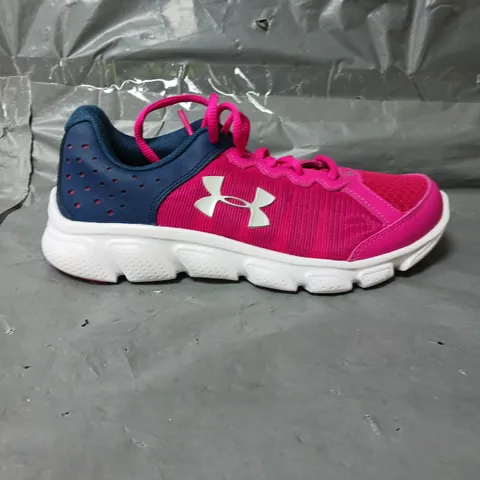 UNDER ARMOUR KIDS LACE UP TRAINERS BLUE/PINK SIZE JUNIOR 2.5