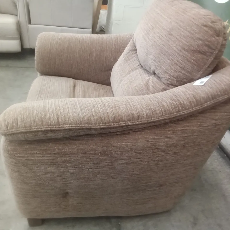 DESIGNER G PLAN MADE JACKSON MANUAL RECLINER CHAIR - VICTORIA GINGER FABRIC 