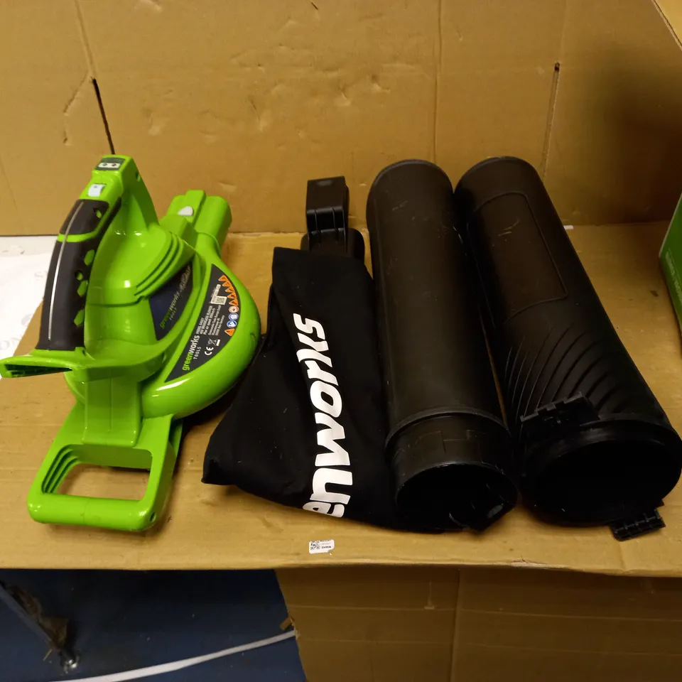 GREENWORKS TOOLS CORDLESS LEAF BLOWER AND VACUUM