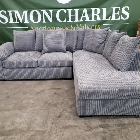 QUALITY DESIGNER AMALFI SCATTERBACK RH CORNER CHAISE - CHARCOAL CORDUROY FABRIC
