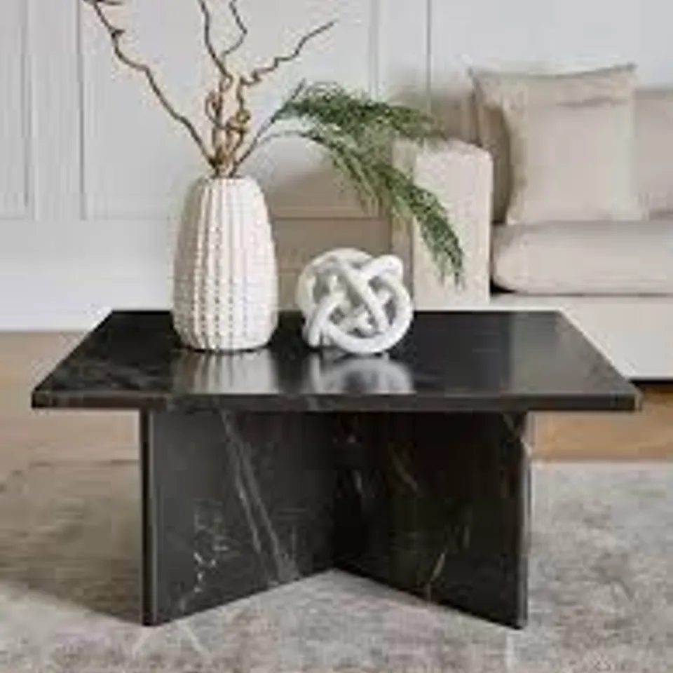 BOXED BLOC STONE EFFECT COFFEE TABLE - CHARCOAL - COLLECTION ONLY
