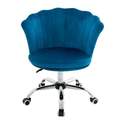 BOXED COSTWAY ADJUSTABLE VELVET OFFICE CHAIR WITH HANDLE AND UNIVERSAL WHEELS - BLUE