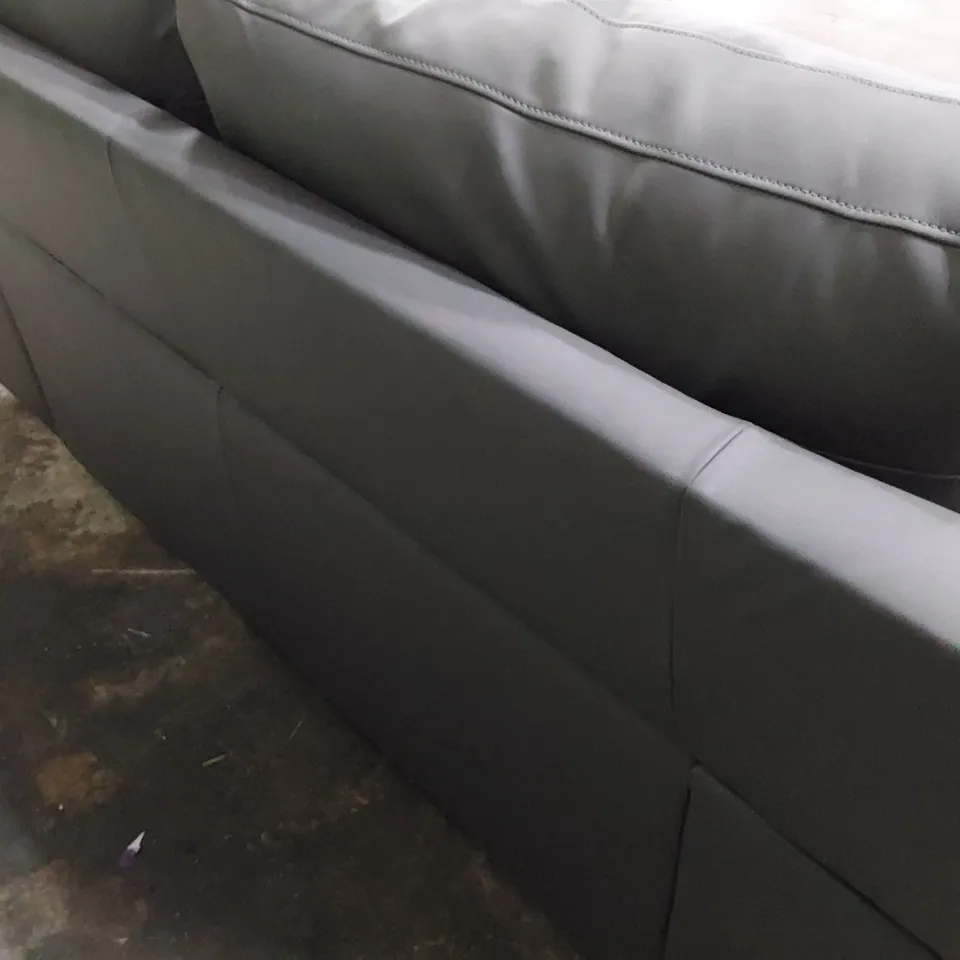 DESIGNER TWO SEATER SOFA GREY FAUX LEATHER 