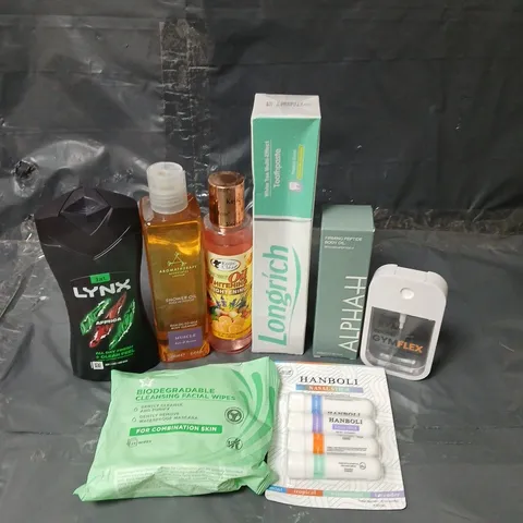 APPROXIMATEY 20 ASSORTED HEALTH AND BEAUTY PRODUCTS TO INCLUDE LYNX SHOWER GEL, GYM FLEX HAND SANITISER AND BIODEGRADABLE WIPES