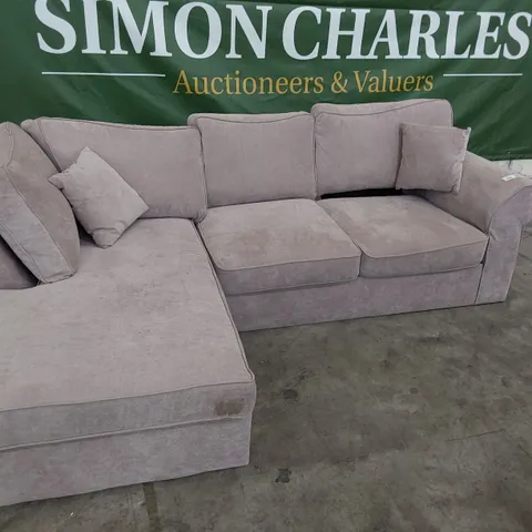 DESIGNER CHAISE SOFA LILAC PLUSH FABRIC