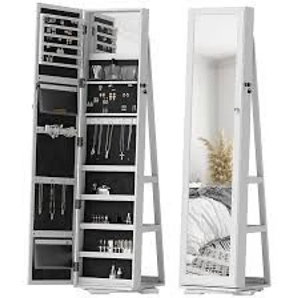 BOXED 360° SWIVEL JEWELLERY CABINET MIRROR 