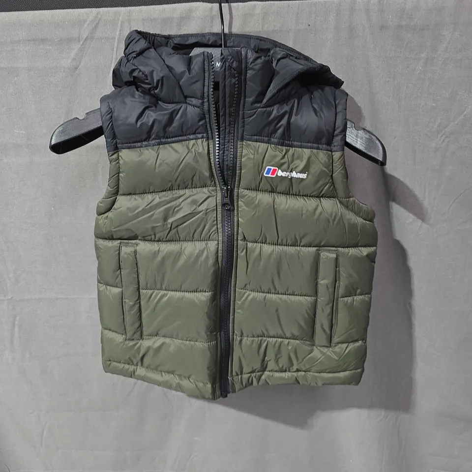 BERGHAUS KIDS' PADDED VEST – BLACK & OLIVE, SIZE 3-4