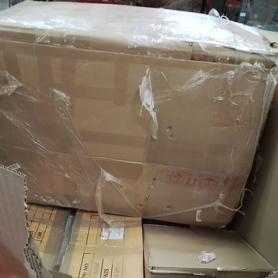 PALLET OF ASSORTED HOUSEHOLD GOODS AND PRODUCTS TO INCLUDE;LED MONITOR,AREA RUG,RETRACTABLE SAFETY GATE 