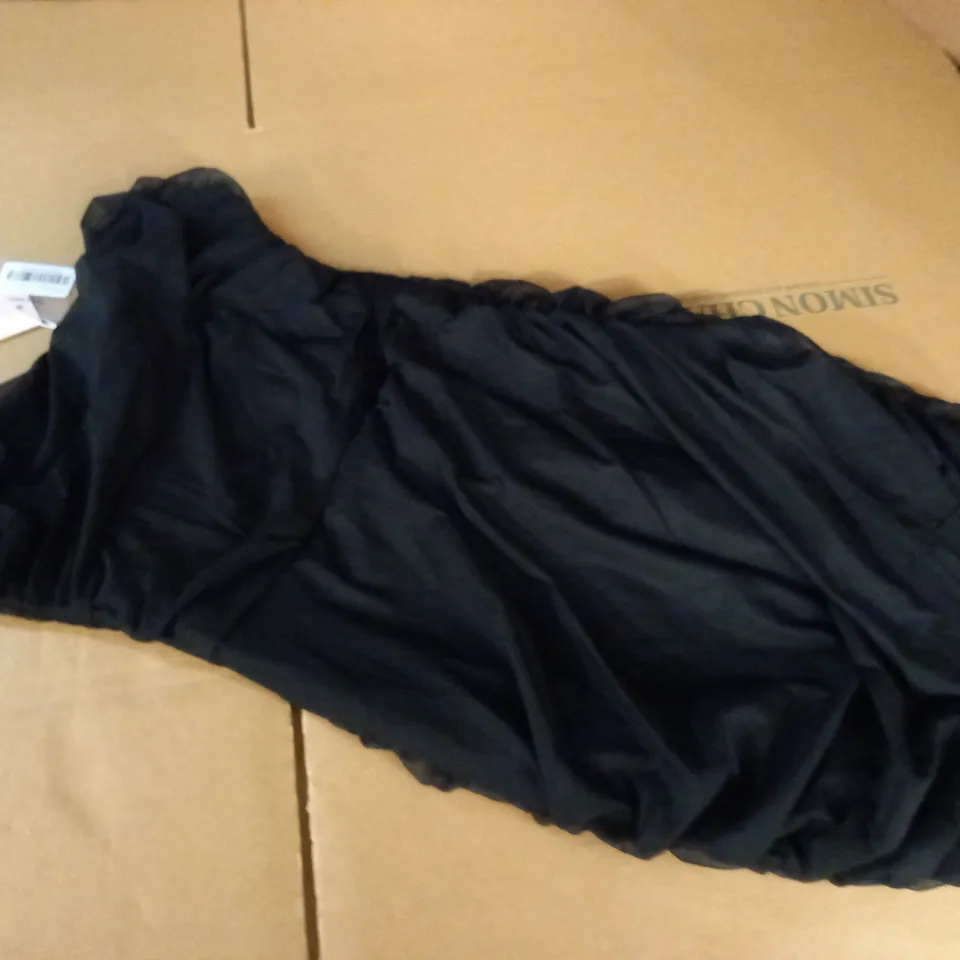 OH POLLY BLACK RUCHED DRESS - UK 12